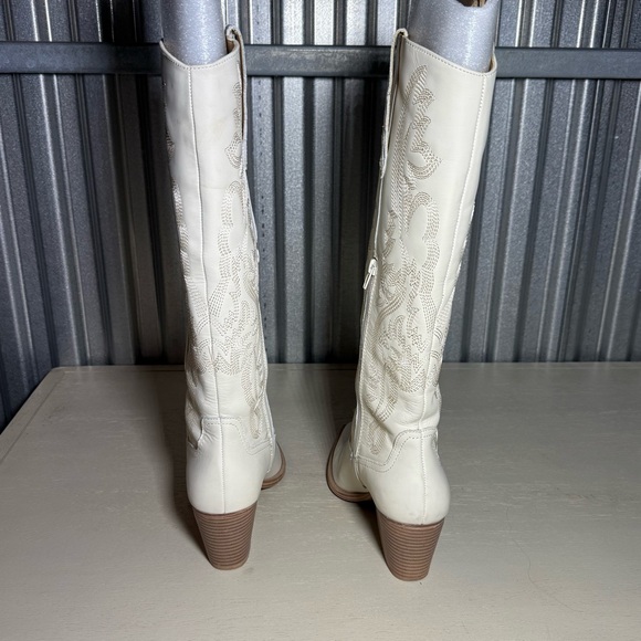 Crown Vintage Women's 8.5 White Leather Western Embroidered Cowboy Boots in Box - Picture 7 of 12